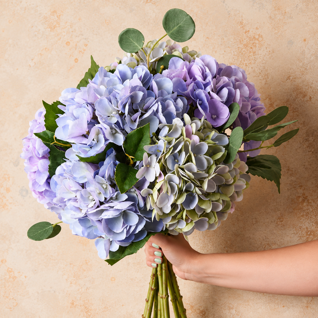 Hydrangea Bouquet Real Touch Flower Stem Premium